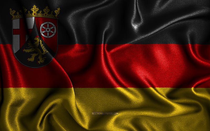 Rhineland-Palatinate flag silk wavy flags, german states, Flag of Rhineland-Palatinate, fabric flags, 3D art, Rhineland-Palatinate, States of Germany, Rhineland-Palatinate 3D flag, HD wallpaper