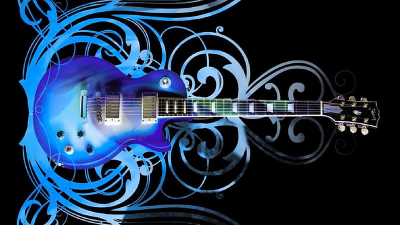 Gibson guitar, playing, guitar, Gibson, electric, blue, HD wallpaper