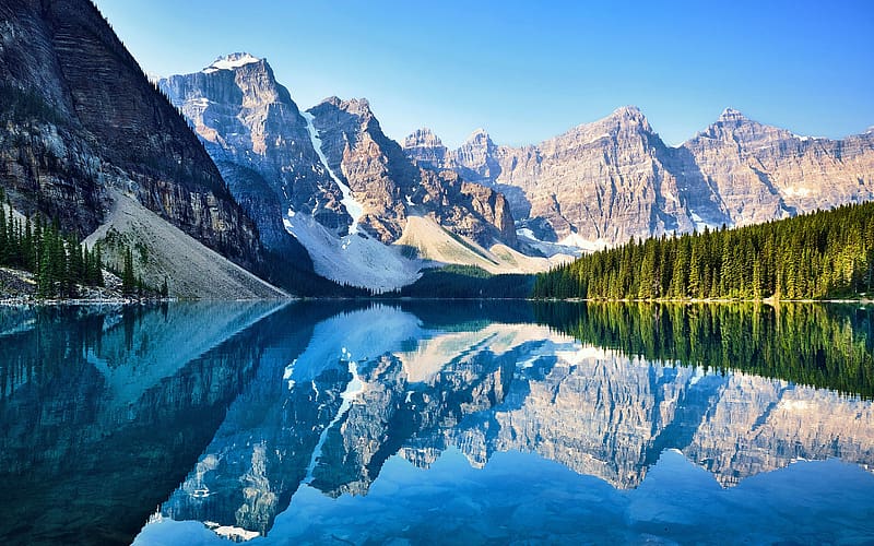 Beautiful Scenery Moraine Lake Banff Park Canada, HD wallpaper
