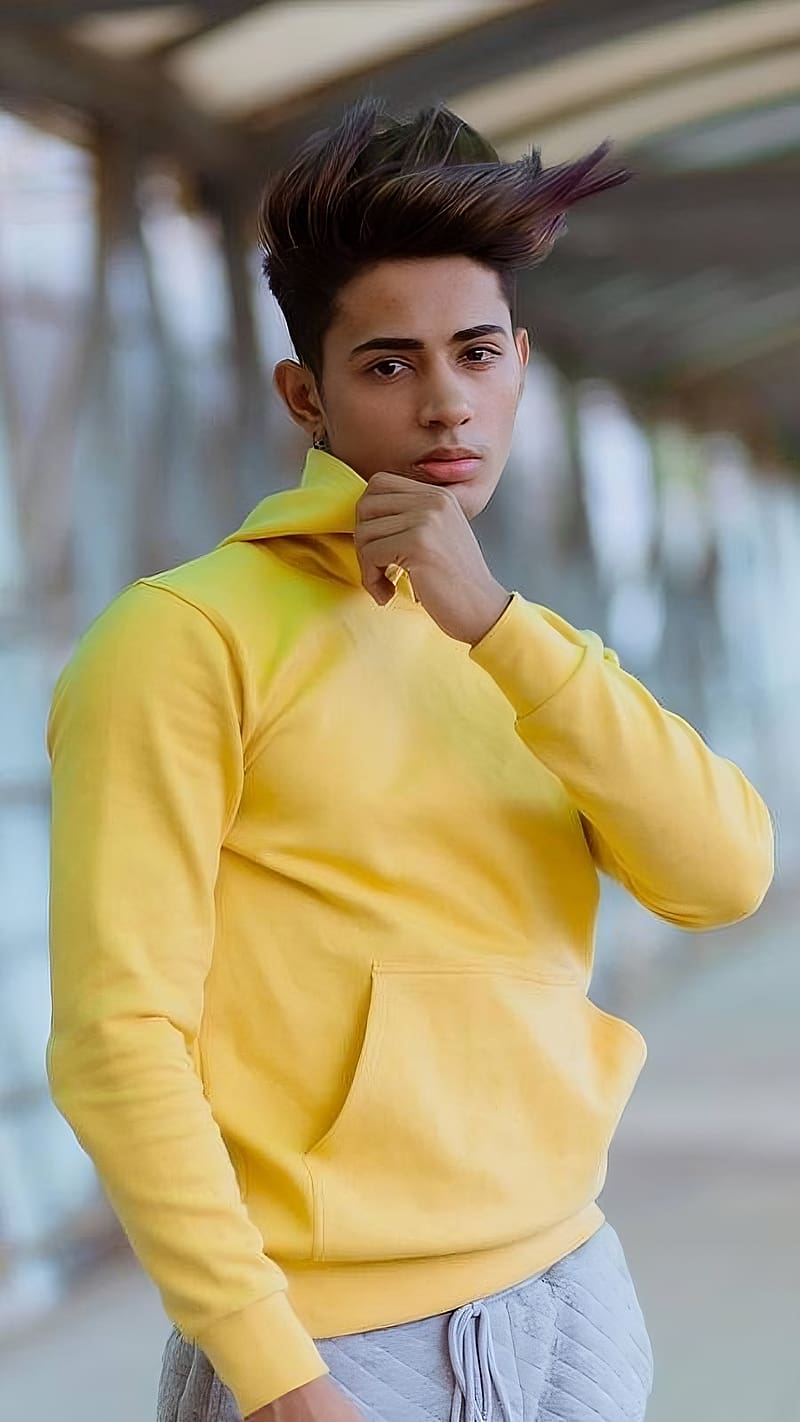 Danish Jain, yellow hoodie, insta king, model, HD phone wallpaper