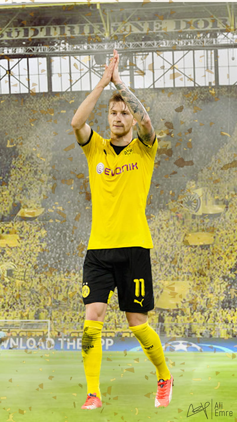 Download wallpapers Marco Reus Borussia Dortmund BVB portrait German  football player attacking midfielder creative yellow background  Bundesliga football Germany for desktop with resolution 2880x1800 High  Quality HD pictures wallpapers