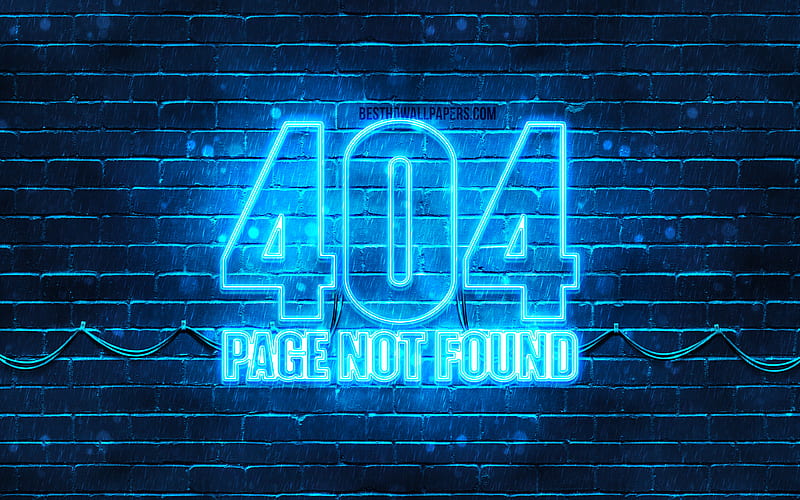 404 Page not found blue logo blue brickwall, 404 Page not found logo, brands, 404 Page not found neon symbol, 404 Page not found, HD wallpaper