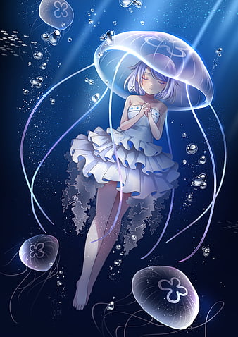 Mobile wallpaper: Anime, Jellyfish, Original, 1343782 download the picture  for free.