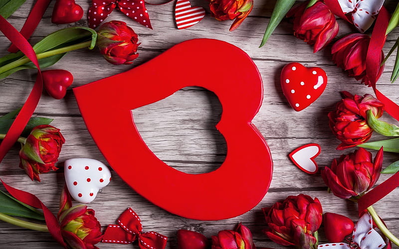 valentines day, rose petals, heart, HD wallpaper