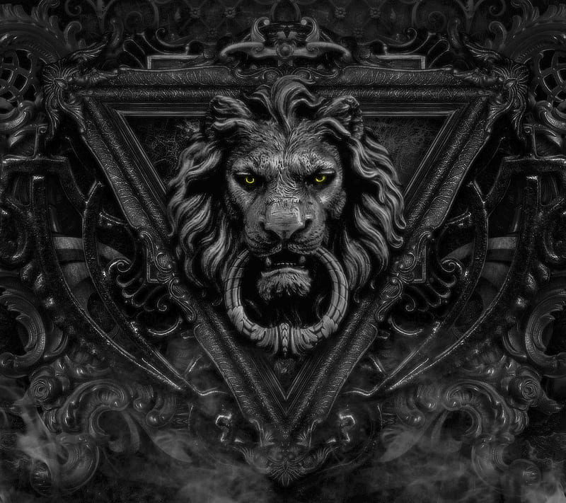 Door Knocker, black, lion, HD wallpaper