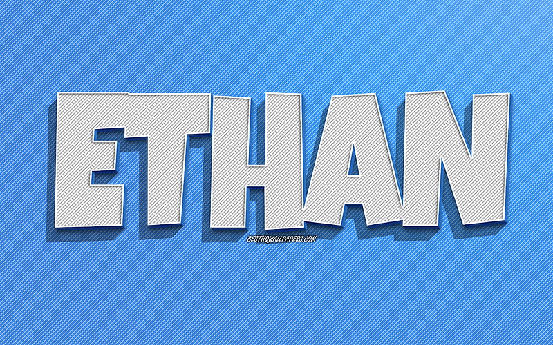 Ethan, blue lines background, with names, Ethan name, male names, Ethan greeting card, line art, with Ethan name, HD wallpaper