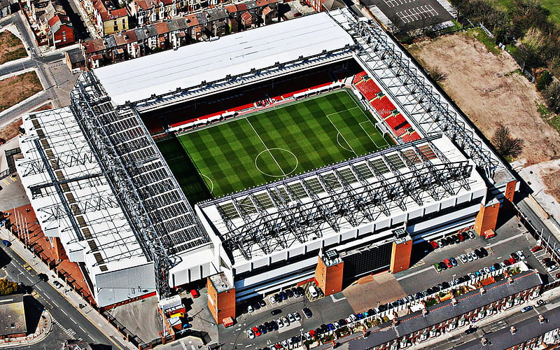 Anfield Stadium, Liverpool FC, English football stadium, top view, Liverpool, England, Anfield, football, HD wallpaper
