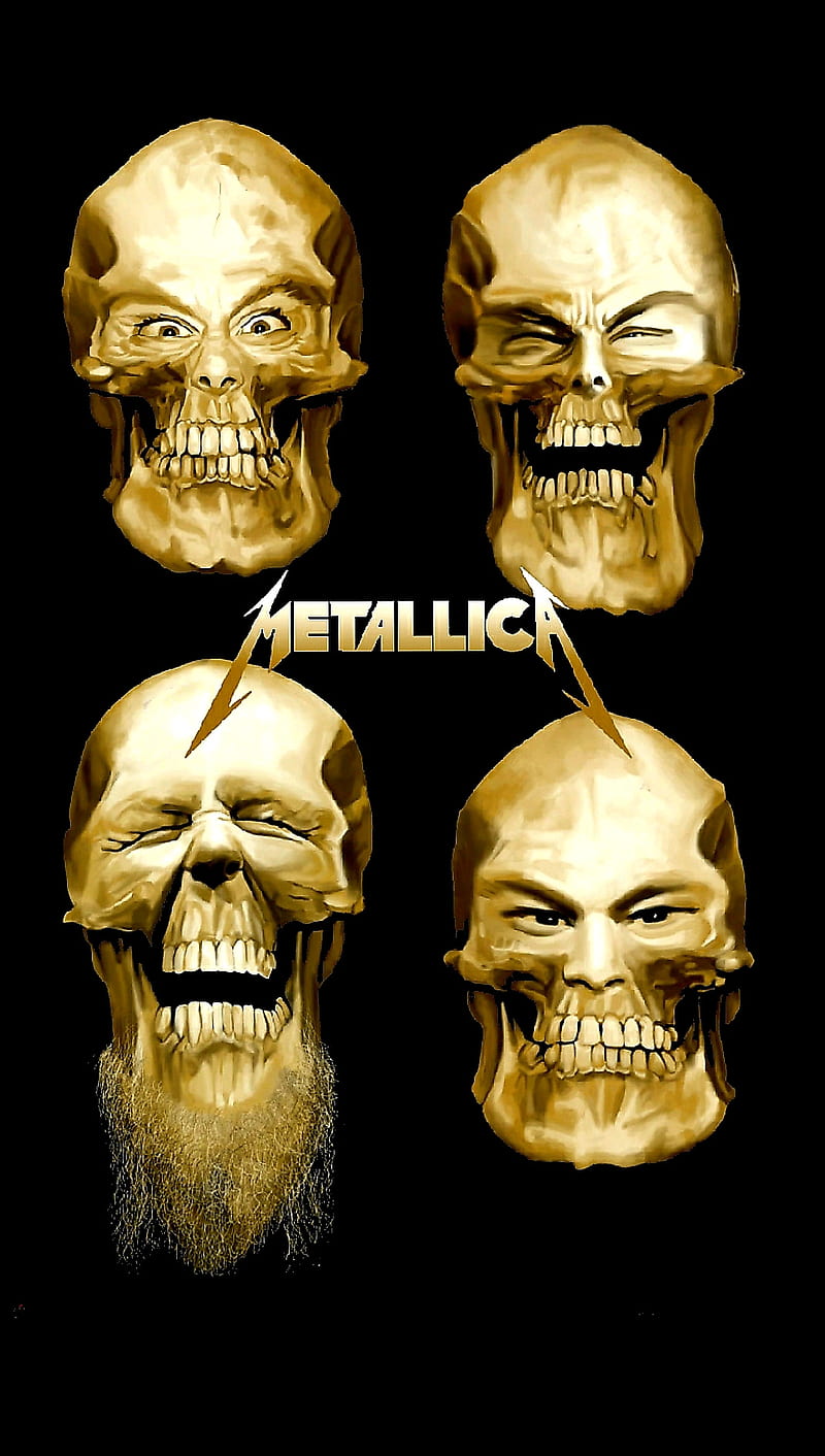 Metallica, band, heavy metal, james, kirk, lars, rob, skulls, thrash metal, HD phone wallpaper