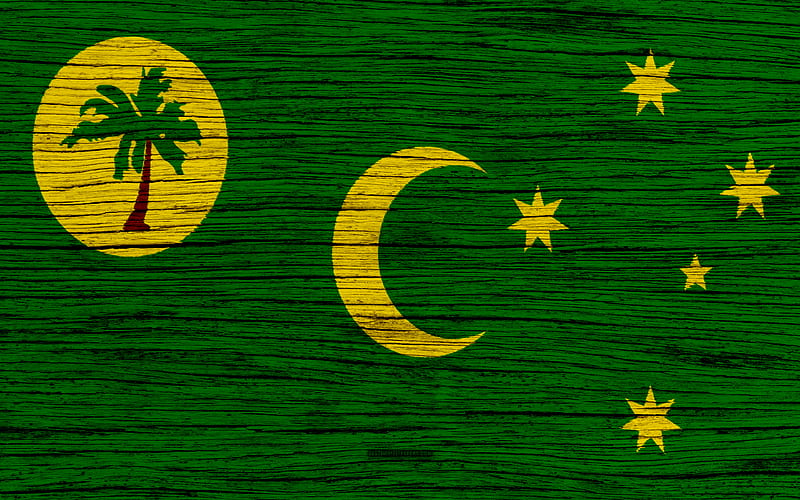 Flag of Cocos Islands Asia, wooden texture, national symbols, Keeling Islands, Cocos Islands flag, art, Cocos Islands, HD wallpaper
