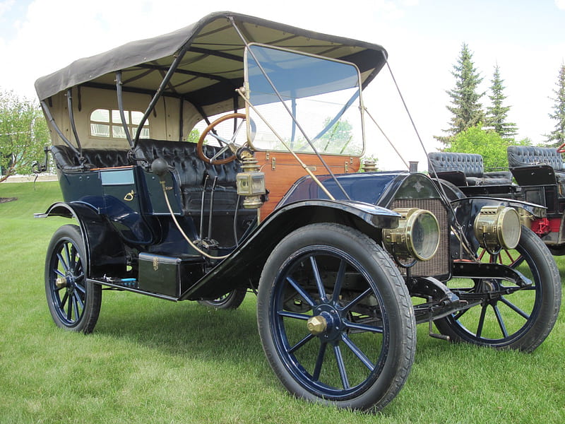 1910 Everitt Model 30 Touring HP 30, Oldie, graphy, headlights, Car, black, seats, wheels, HD wallpaper