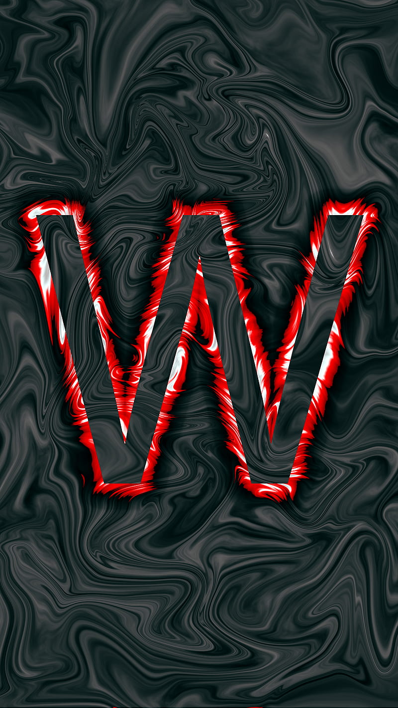 Letter W red, abstract, glow, lava, letter W, rubber, HD phone ...