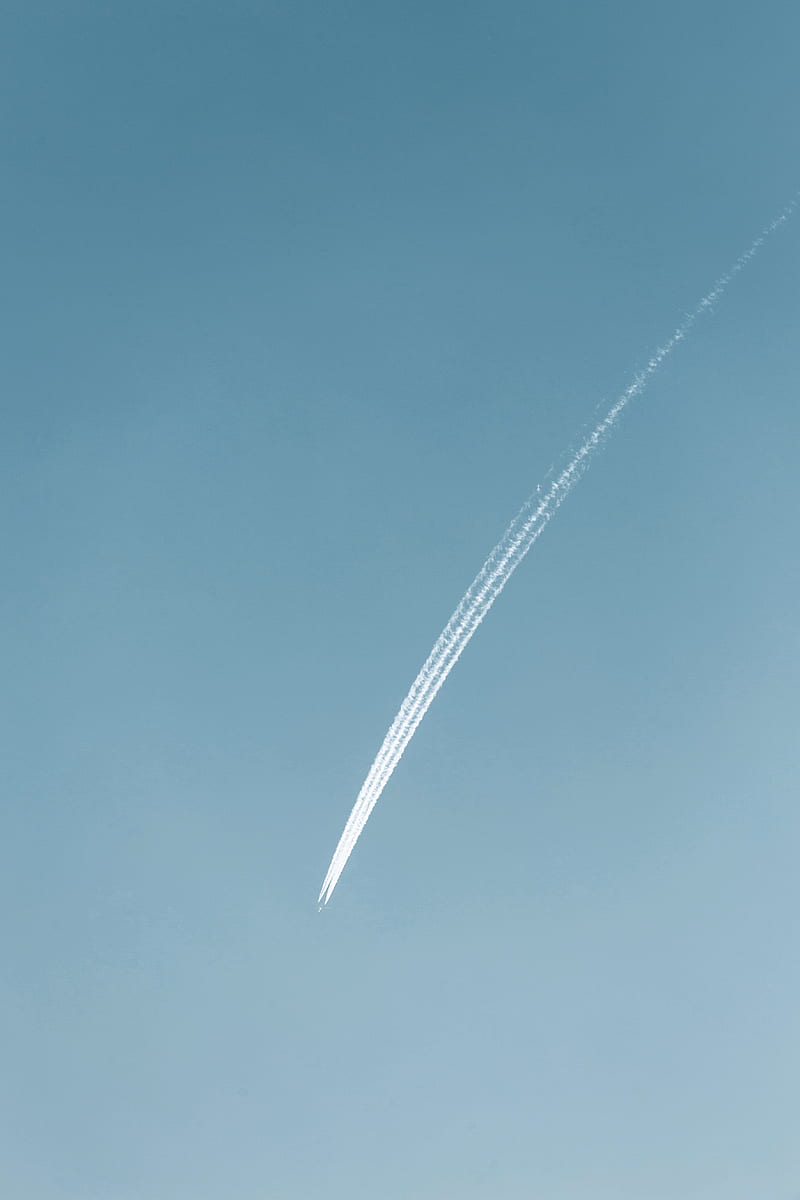 plane, trail, sky, minimalism, HD phone wallpaper