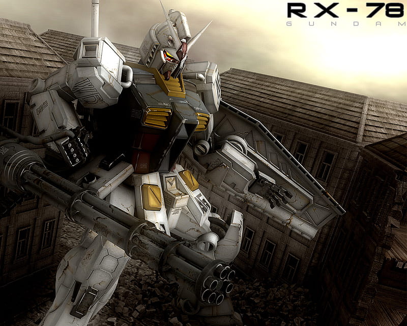 RX-78, home, gundam, machinegun, sky, HD wallpaper