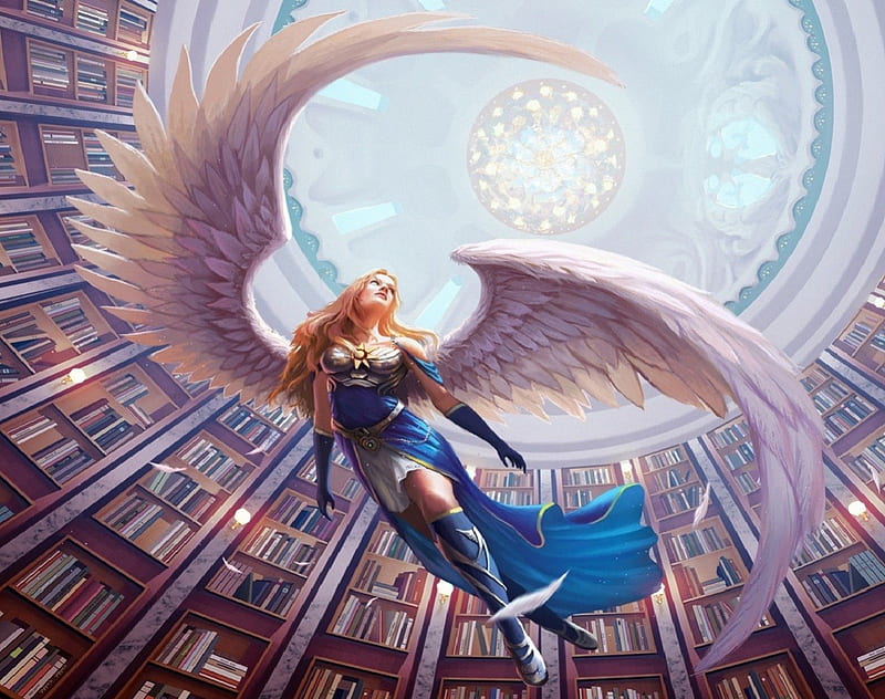 Art Work Comes To Life, Ceiling, Library, Painting, Angel, HD wallpaper