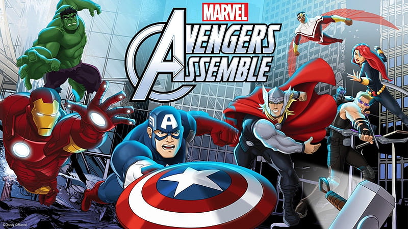 The Avengers, Marvel's Avengers Assemble, Avengers, Black Widow, Captain America, Clint Barton, Falcon (Marvel Comics), Hawkeye, Hulk, Iron Man, Thor, HD wallpaper