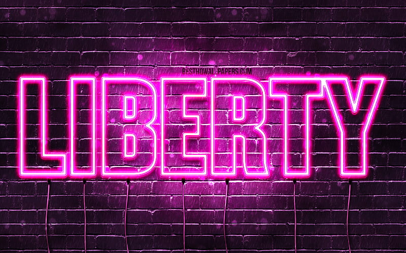Liberty with names, female names, Liberty name, purple neon lights, horizontal text, with Liberty name, HD wallpaper