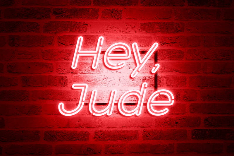 Hey, Jude in Neon Lights, red, neon, sign, jude, HD wallpaper