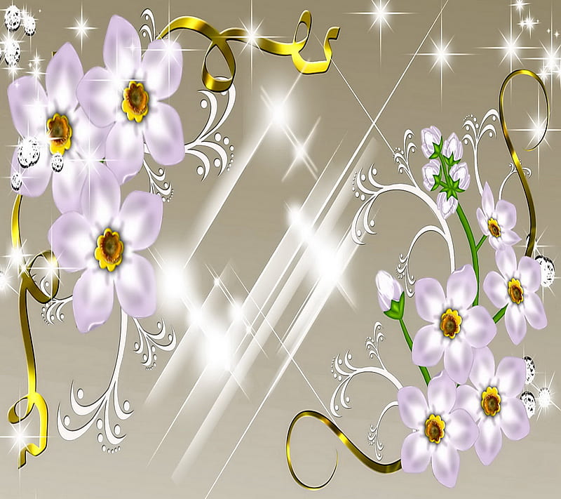 Floral Delight, diamonds, flowers, shine, HD wallpaper