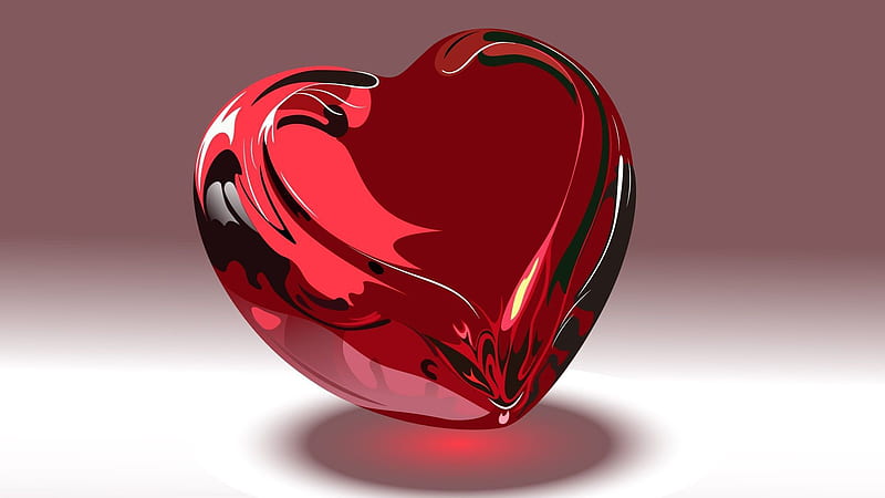 Red Glassy Heart Heart, HD wallpaper