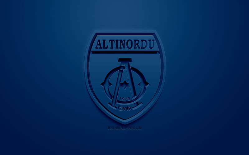 Altinordu FK, creative 3D logo, blue background, 3d emblem, Turkish Football club, 1 Lig, Izmir, Turkey, TFF First League, 3d art, football, 3d logo, HD wallpaper