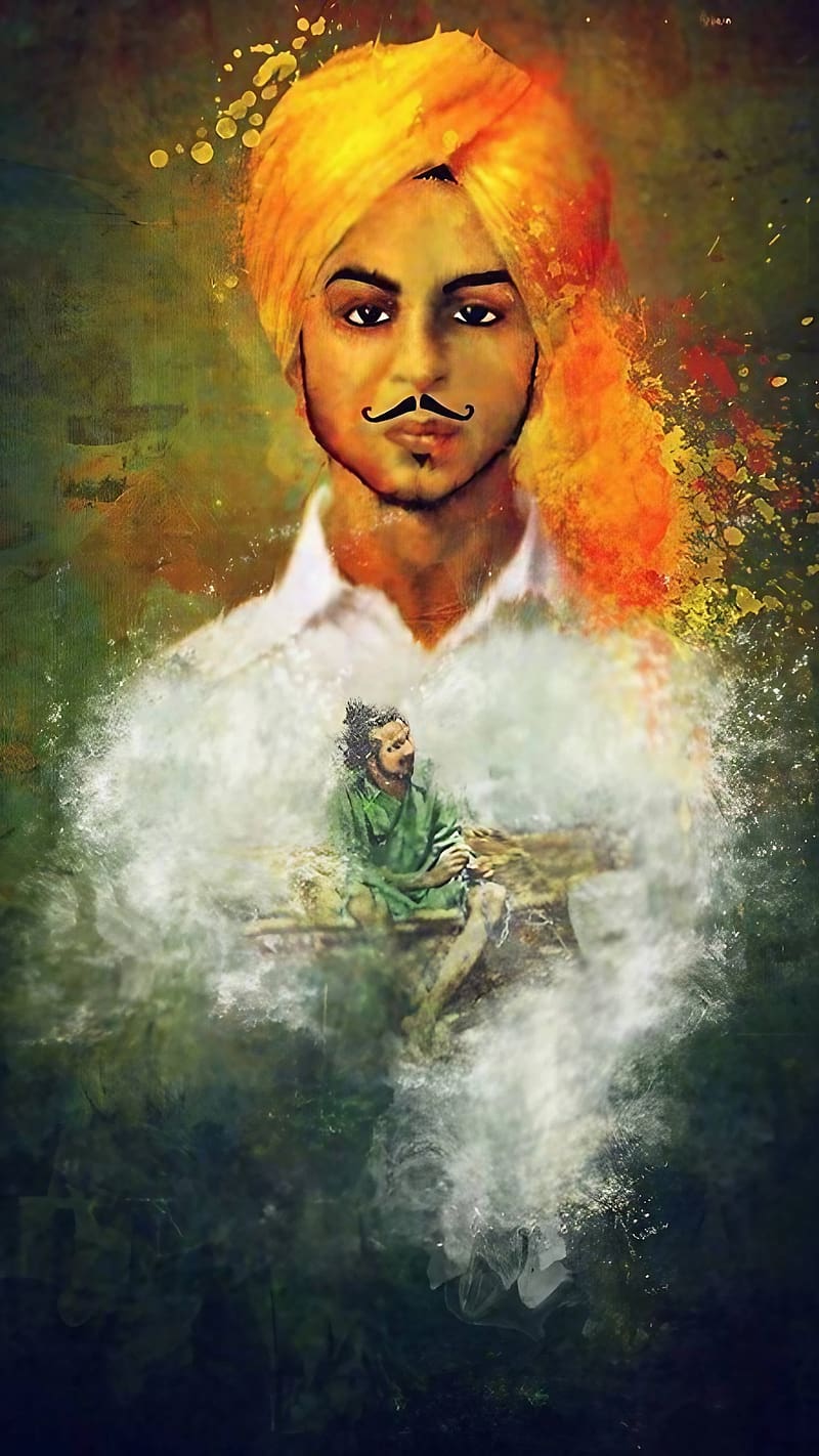 Shahid Bhagat Singh, Sprinkle Effect Painting, painting, dom fighter, HD phone wallpaper