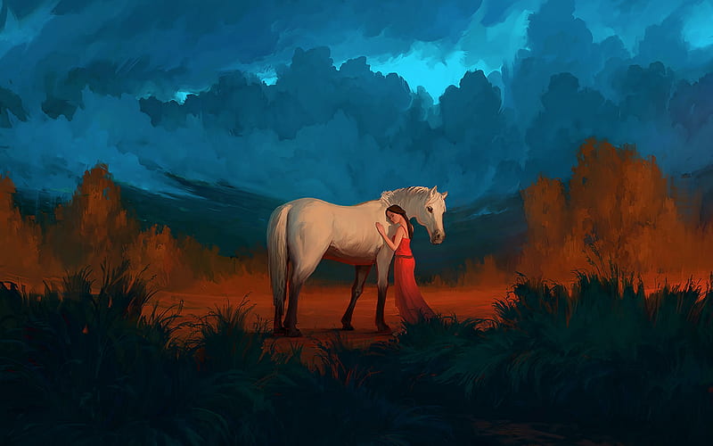 Women, Artistic, Girl, Horse, HD wallpaper