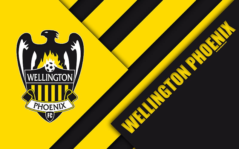 Wellington Phoenix FC Australian Football Club, material design, logo, yellow black abstraction, A-League, Wellington, Australia, emblem, football, HD wallpaper