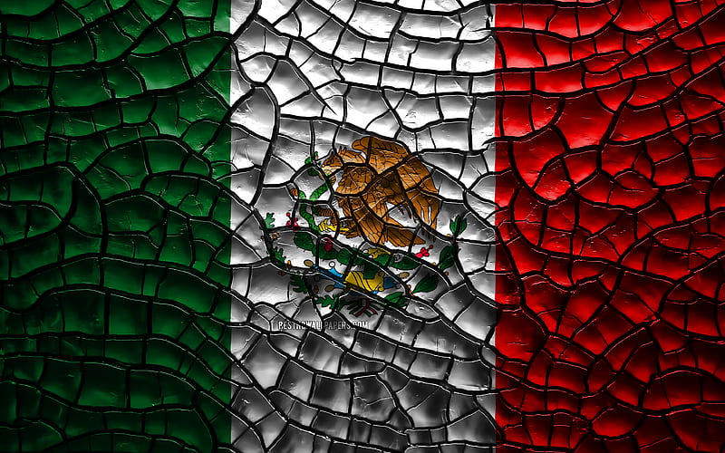 Flag of Mexico cracked soil, North America, Mexican flag, 3D art, Mexico, North American countries, national symbols, Mexico 3D flag, HD wallpaper