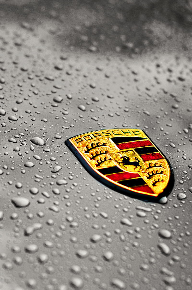 Wet Porsche Logo, auto, gunjan, HD phone wallpaper