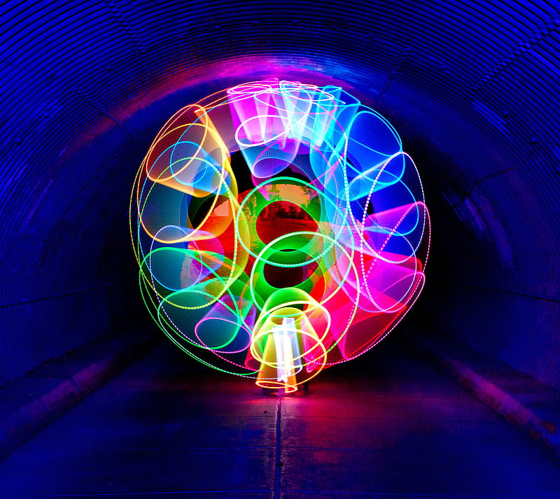 Colors, blue, channel, cool, laser, new, red, technologie, tunnel, HD wallpaper
