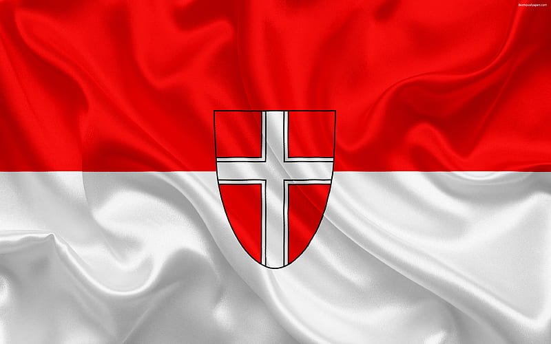 Flag of Vienna, federal land, Austria lands, coat of arms, Austrian administrative division, symbolism, Vienna, Austria, silk texture, HD wallpaper