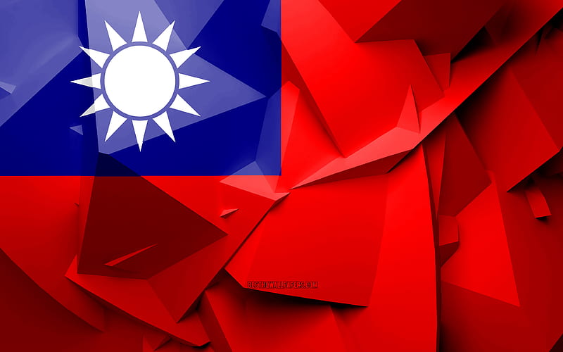 Flag of Taiwan, geometric art, Asian countries, Taiwanese flag, creative, Taiwan, Asia, Taiwan 3D flag, national symbols, HD wallpaper