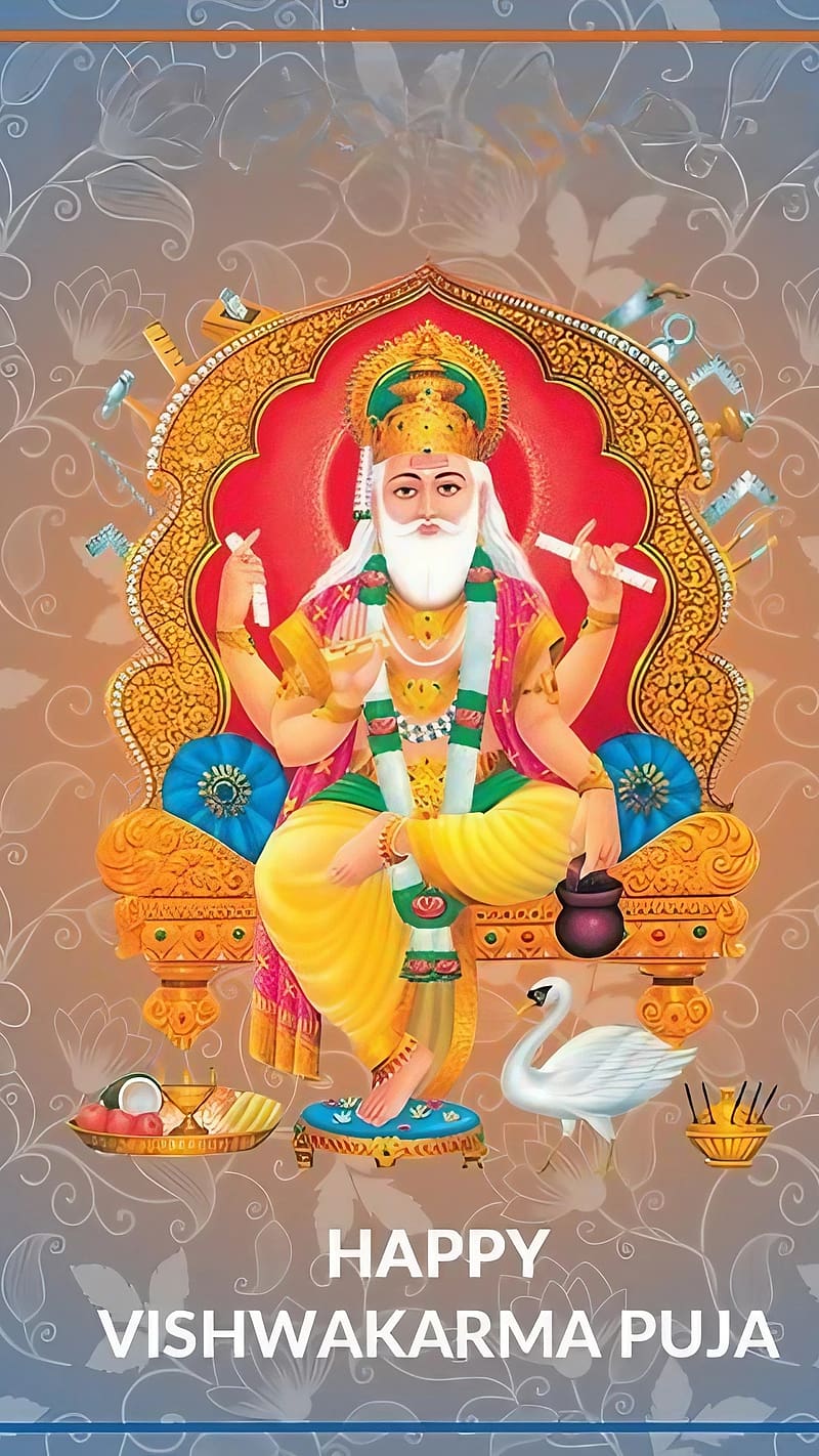Vishwakarma Bhagwan Ke, Happy vishwakarama puja, lord, god, bhakti, devtional, HD phone wallpaper