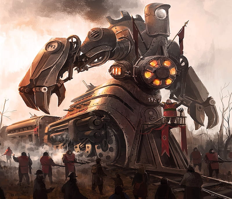 Steampunk Train, Abstract, Train, Steampunk, Fantasy, HD wallpaper