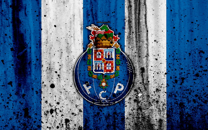 FC Porto grunge, Primeira Liga, soccer, art, Portugal, Porto, football club, stone texture, Porto FC, HD wallpaper
