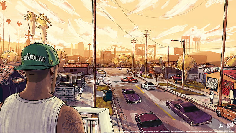 Gta San Andreas Artwork, gta, gta-5, games, artwork, HD wallpaper