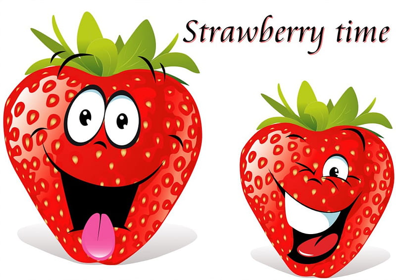 Strawberry time, summer, smile, strawberry, happy, HD wallpaper