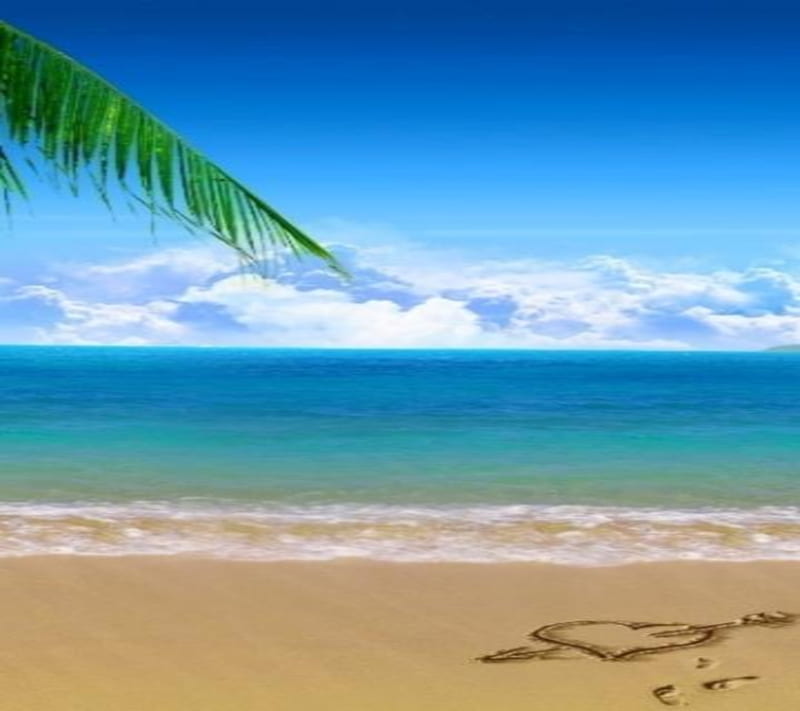Beach, heart, love, nature, romantic, sand, sea, water, HD wallpaper ...