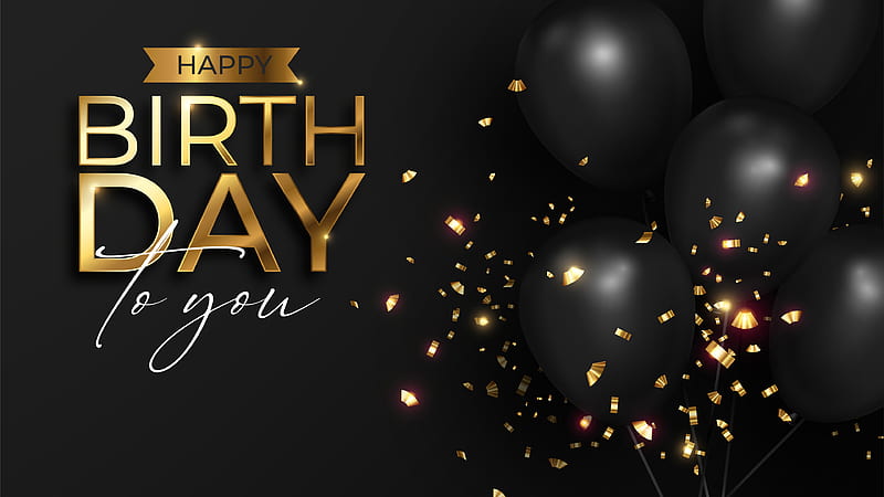 Golden Happy Birtay To You Letters In Black Background Happy Birtay, HD wallpaper
