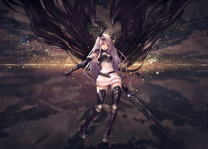Lovely anime girl avatar dark angel