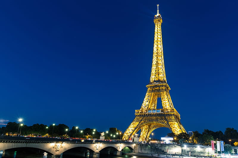 Eiffel, gold, paris, tower, HD wallpaper