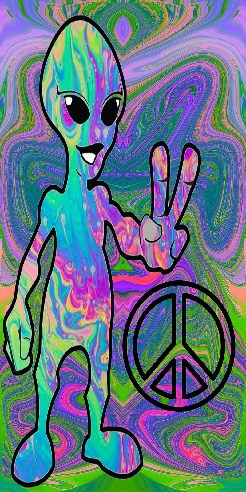 Psychedelic alien, alien, art, colorful, pattern, peace sign, psicodelia, HD  phone wallpaper | Peakpx