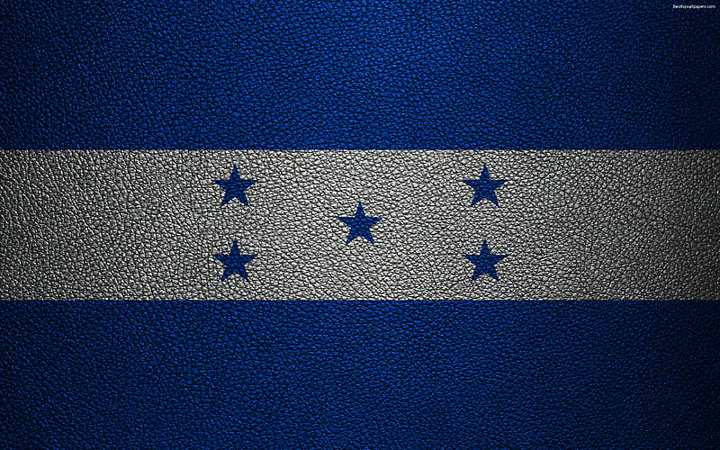 Flag of Honduras leather texture, North America, Honduras flag, flags of the world, Honduras, HD wallpaper