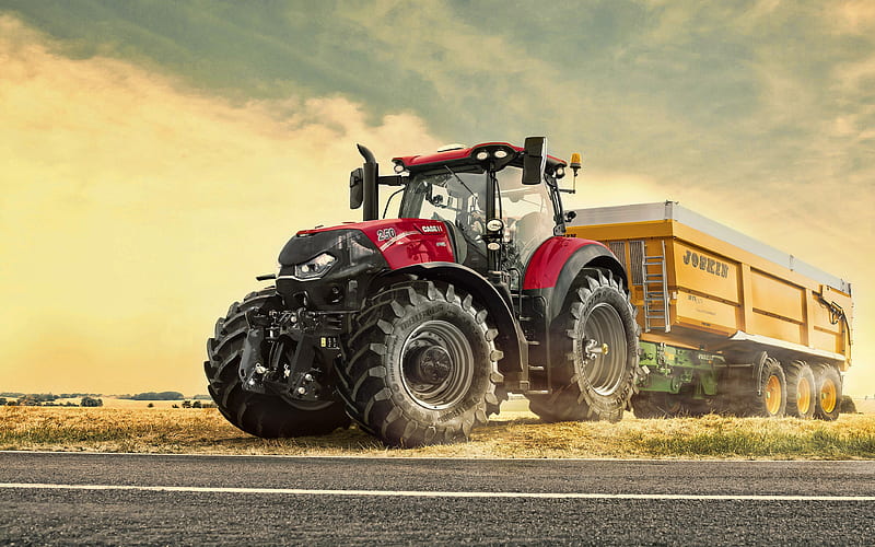 Case IH Optum 250 CVT R, 2019 tractors, agricultural machinery, red tractor, agriculture, Case, HD wallpaper