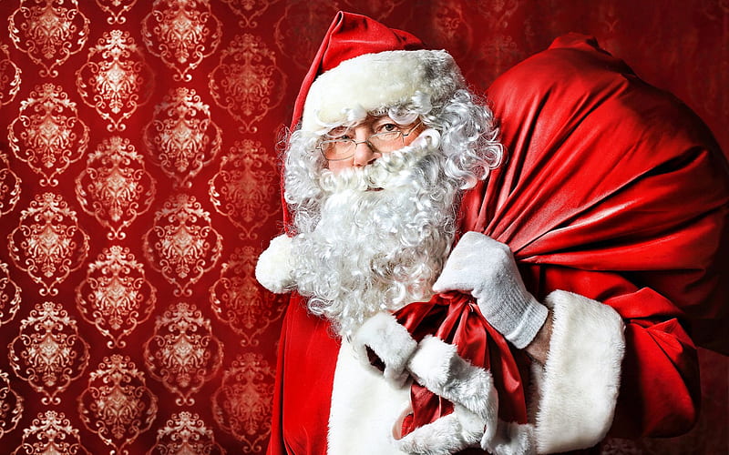 Holiday, Christmas, Bag, Beard, Santa, HD wallpaper