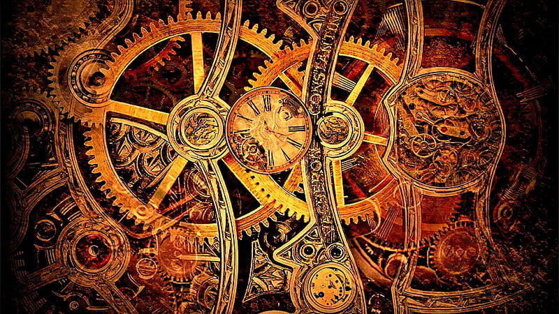 Steampunk clock, numbers, clock, gears, steampunk, HD wallpaper | Peakpx