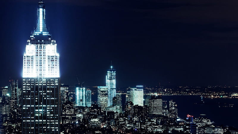 Night Lights of New York City, new york, cityscapes, nature, evening, lights, night, HD wallpaper