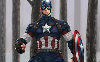Captain America, superheroes, art, Marvel Comics, HD wallpaper