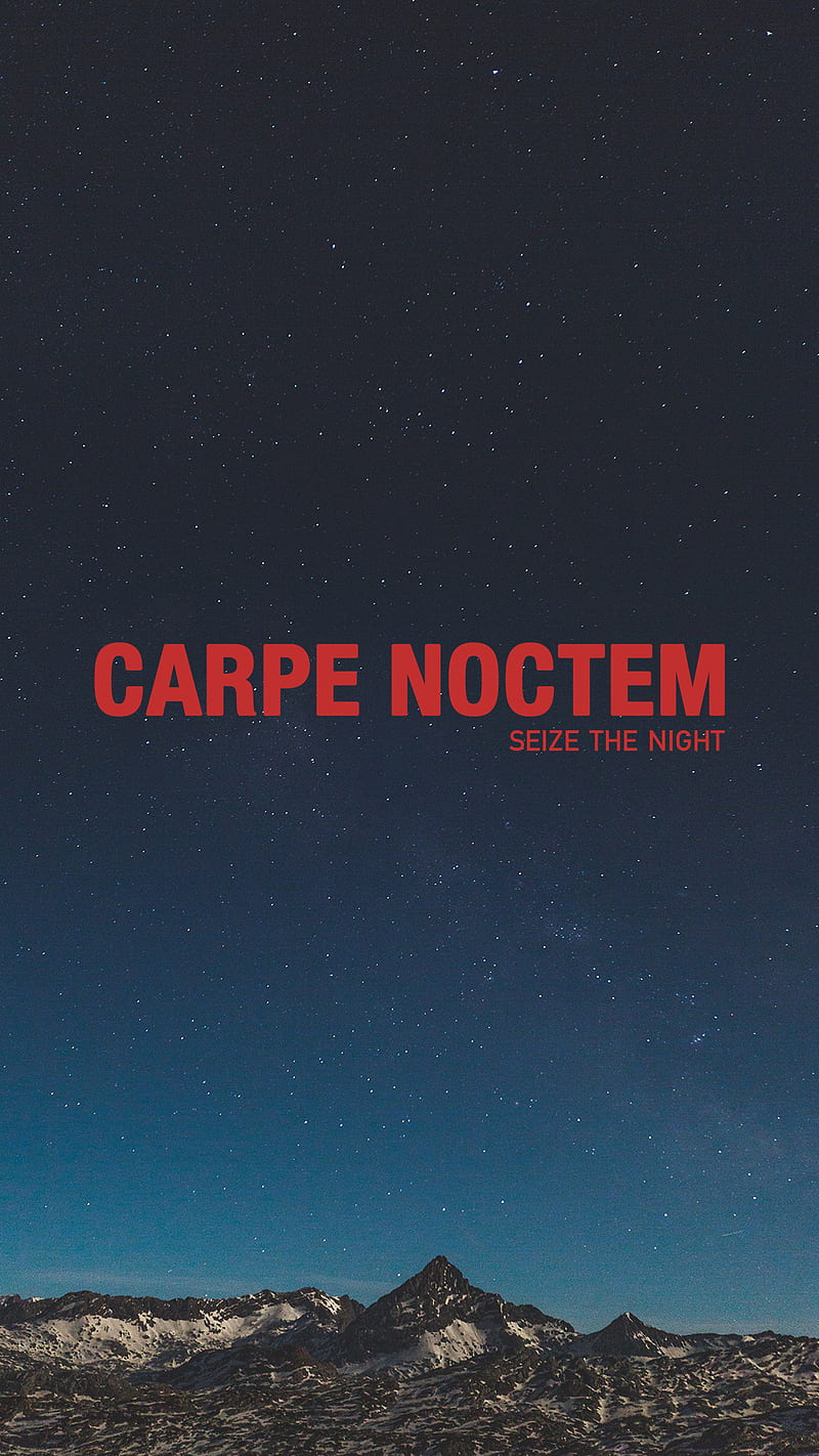 Carpe Noctem, latin, mountains, night, phrase, stars, text, HD phone wallpaper