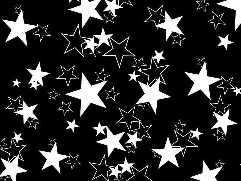 Black star by bjstar.jpg, black, funky, white stars, HD wallpaper